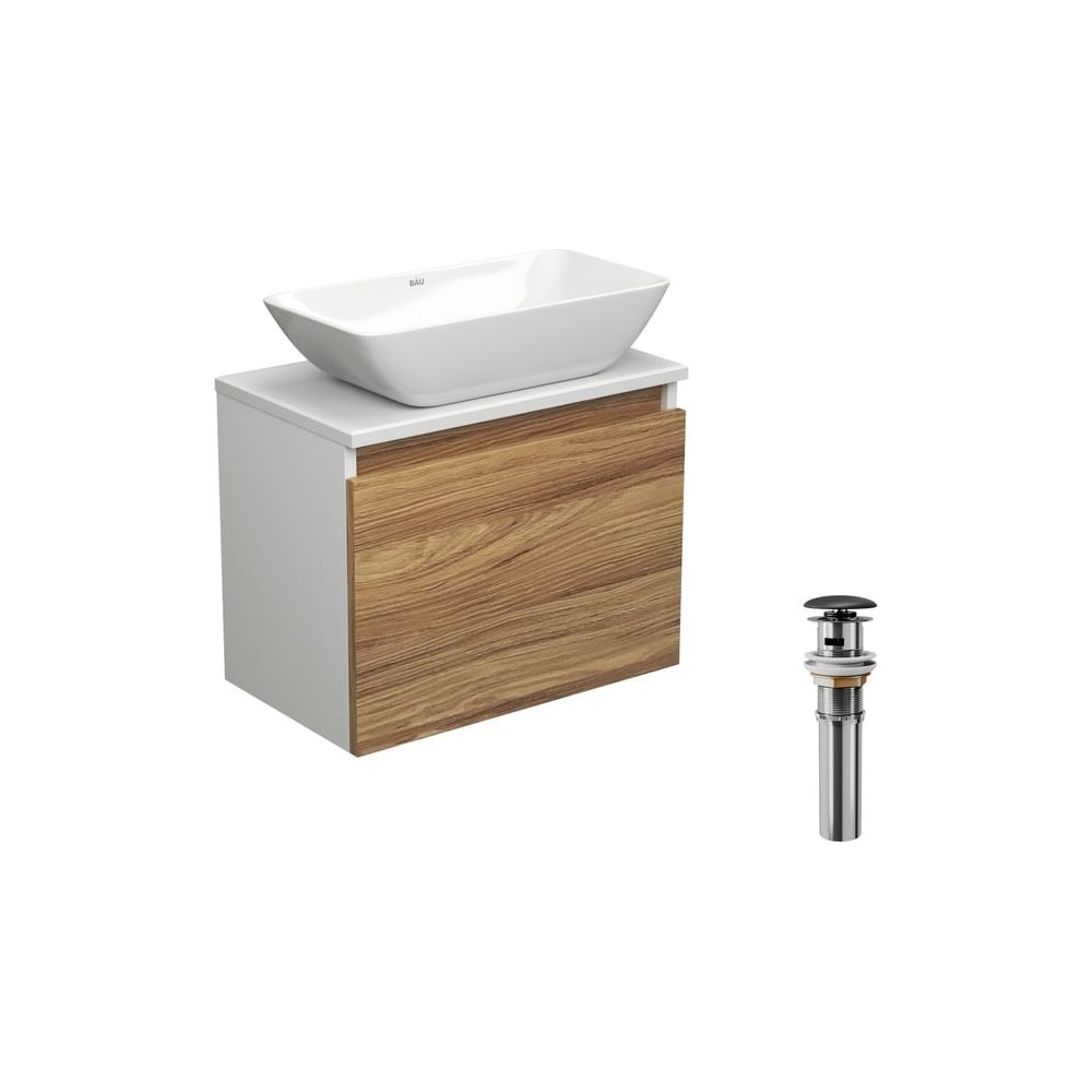 Изображение товара Тумба с раковиной Bauedge Bau Dream 50 см белая и черная