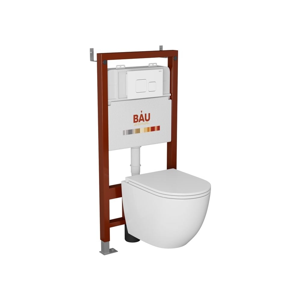 Изображение товара Комплект Bauedge BAU 6 в 1: подвесной унитаз безободковый с микролифтом