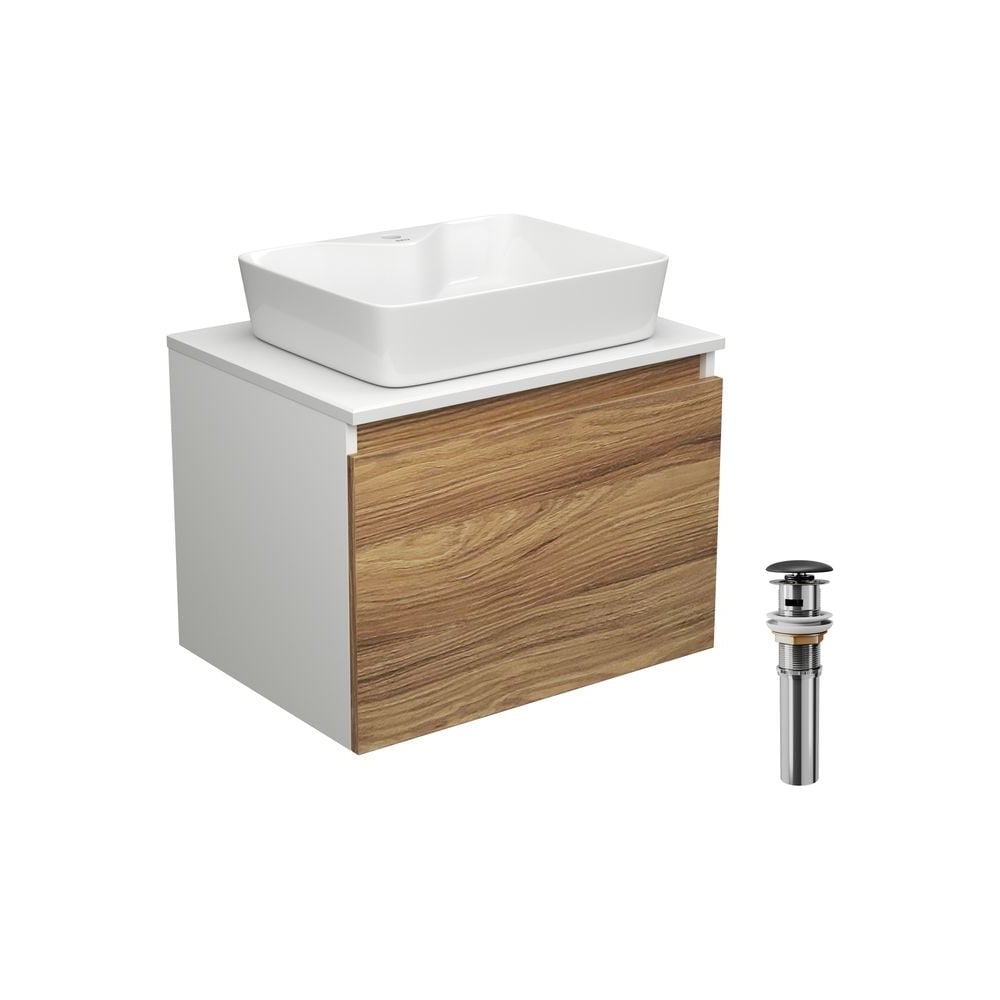 Изображение товара Тумба подвесная Bau Dream 60 с накладной раковиной BAU Cerama 48x37 белая