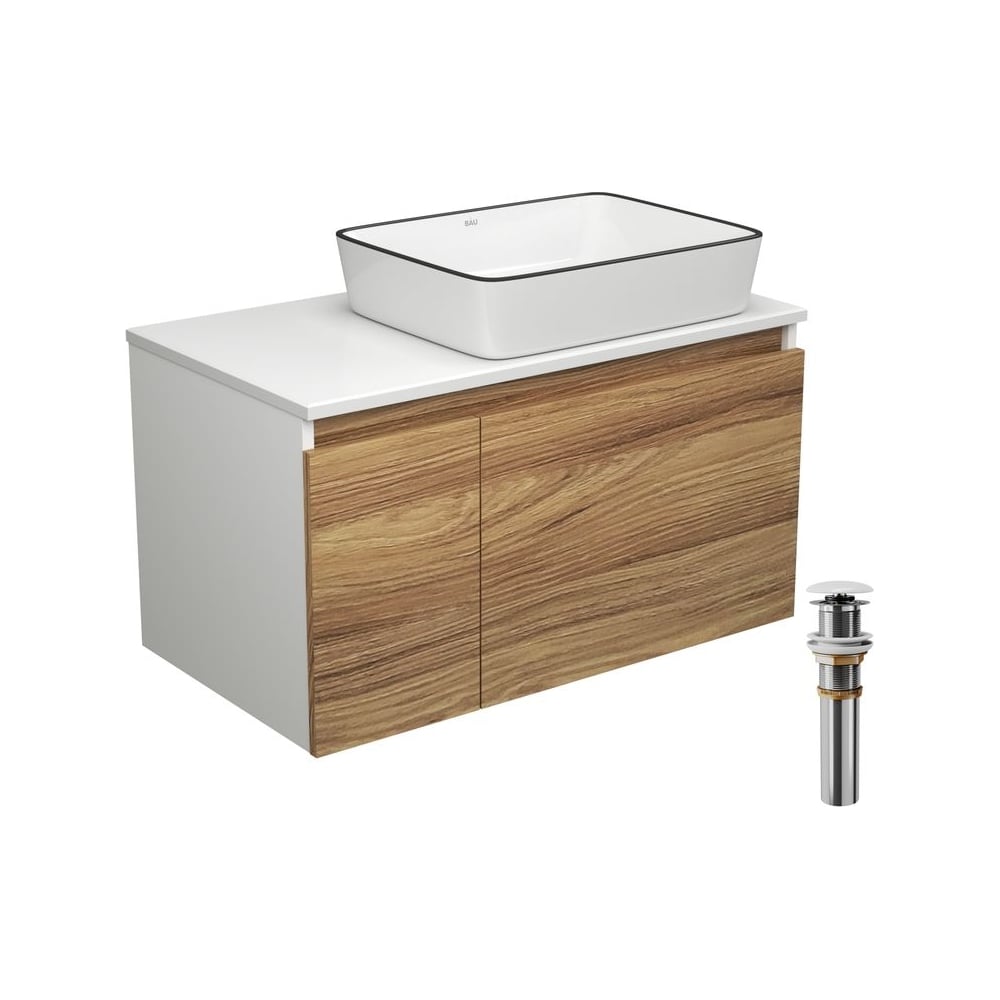 Изображение товара Тумба с раковиной и выпуском Bauedge серия DREAM подвесная White 48x37см