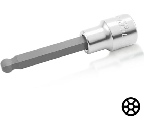 Изображение товара Головка торцевая с шестигранной вставкой HEX 5 мм, L=100 мм, 1/2"DR, с шаром TOPTUL BCPA1605