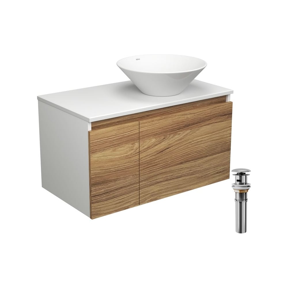 Изображение товара Тумба с раковиной Bauedge Bau Dream 80 белая подвесная со сливом клик-клак