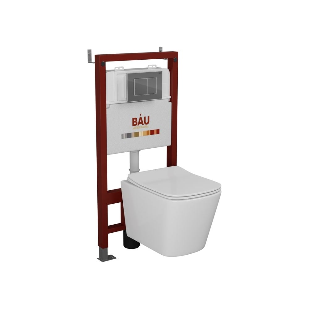 Изображение товара Комплект Bauedge BAU 6 в 1 с безободковым унитазом Bau Stil и инсталляцией BAU PRO