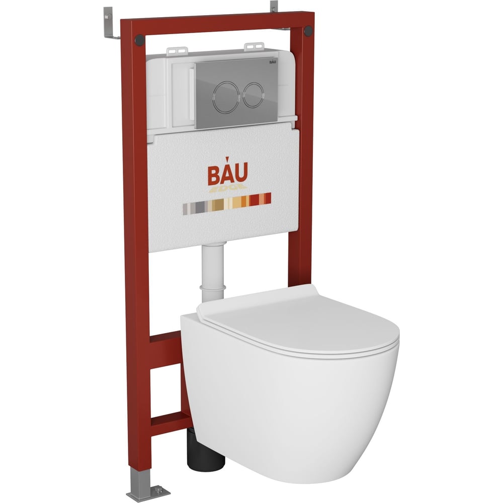 Изображение товара Комплект Bauedge BAU 6 в 1: унитаз безободковый и инсталляция