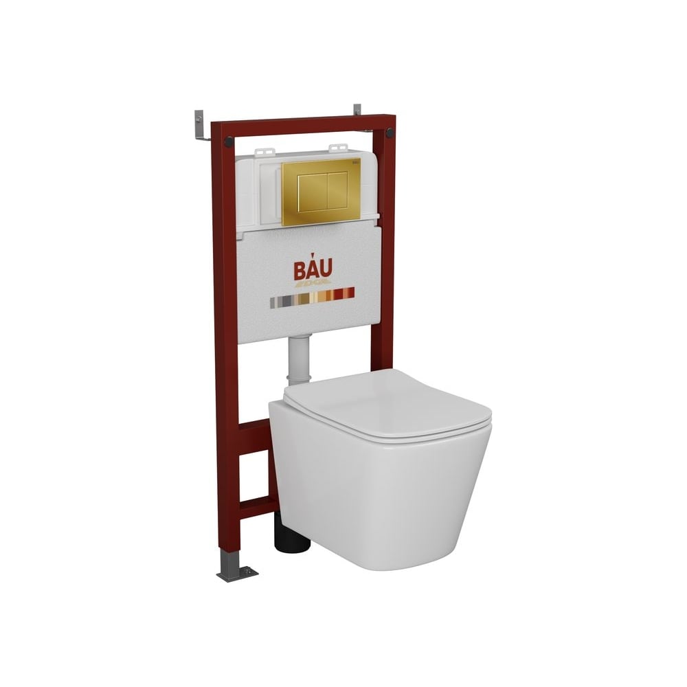 Изображение товара Комплект Bauedge BAU 6 в 1: подвесной унитаз безободковый с микролифтом