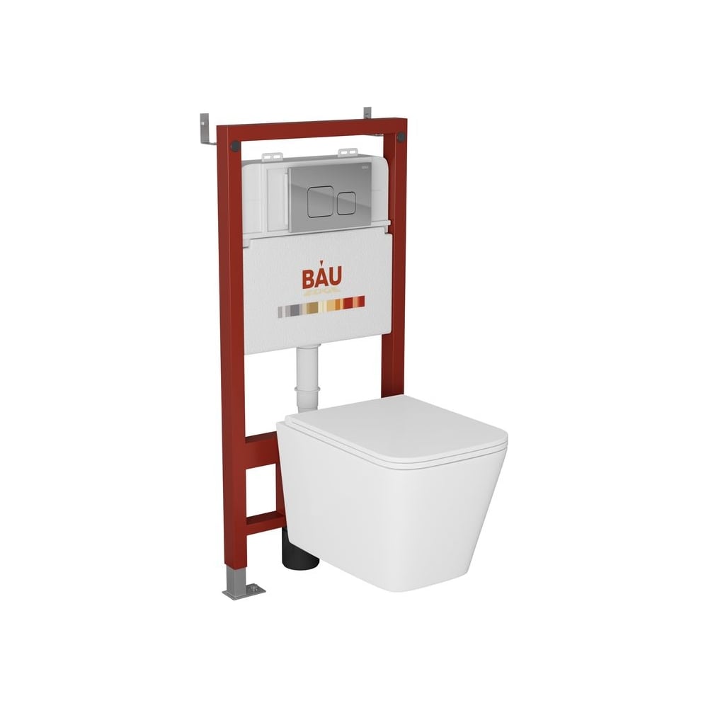 Изображение товара Комплект Bauedge BAU 6 в 1 подвесной унитаз безободковый микролифт