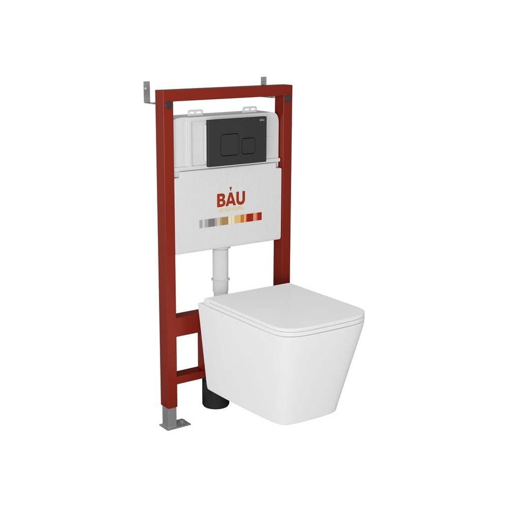 Изображение товара Подвесной унитаз безободковый Bauedge BAU 6 в 1 с сиденьем и кнопкой смыва