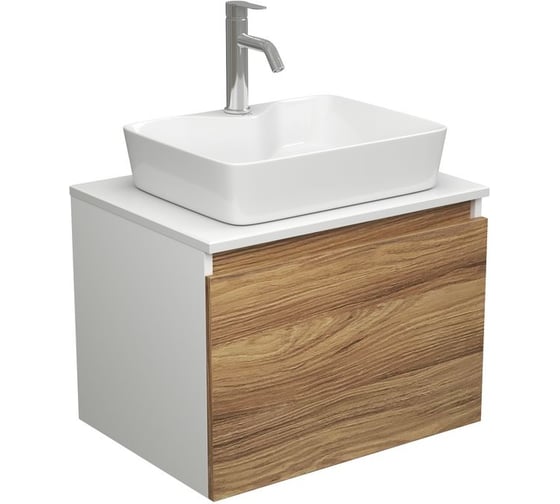 Изображение товара Комплект для ванной Bauedge 3 предмета (тумба Bau Dream Blackwood 60 + раковина BAU Cerama 48x37, с отверстием под смеситель, белая, смеситель Dream) BD1866