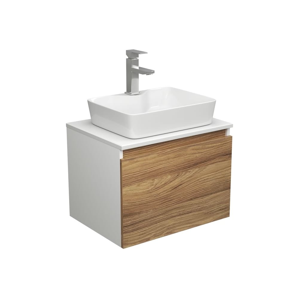 Изображение товара Комплект для ванной Bauedge 3 предмета с тумбой и раковиной белого цвета