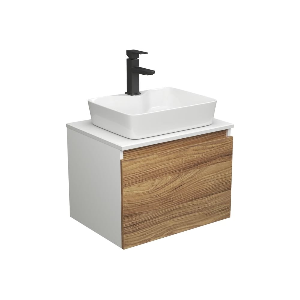 Изображение товара Комплект для ванной Bauedge 3 предмета с тумбой раковиной и смесителем