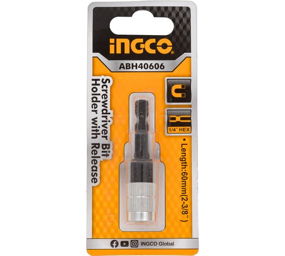Изображение товара Держатель для бит с фиксатором 60 мм INGCO ABH40606