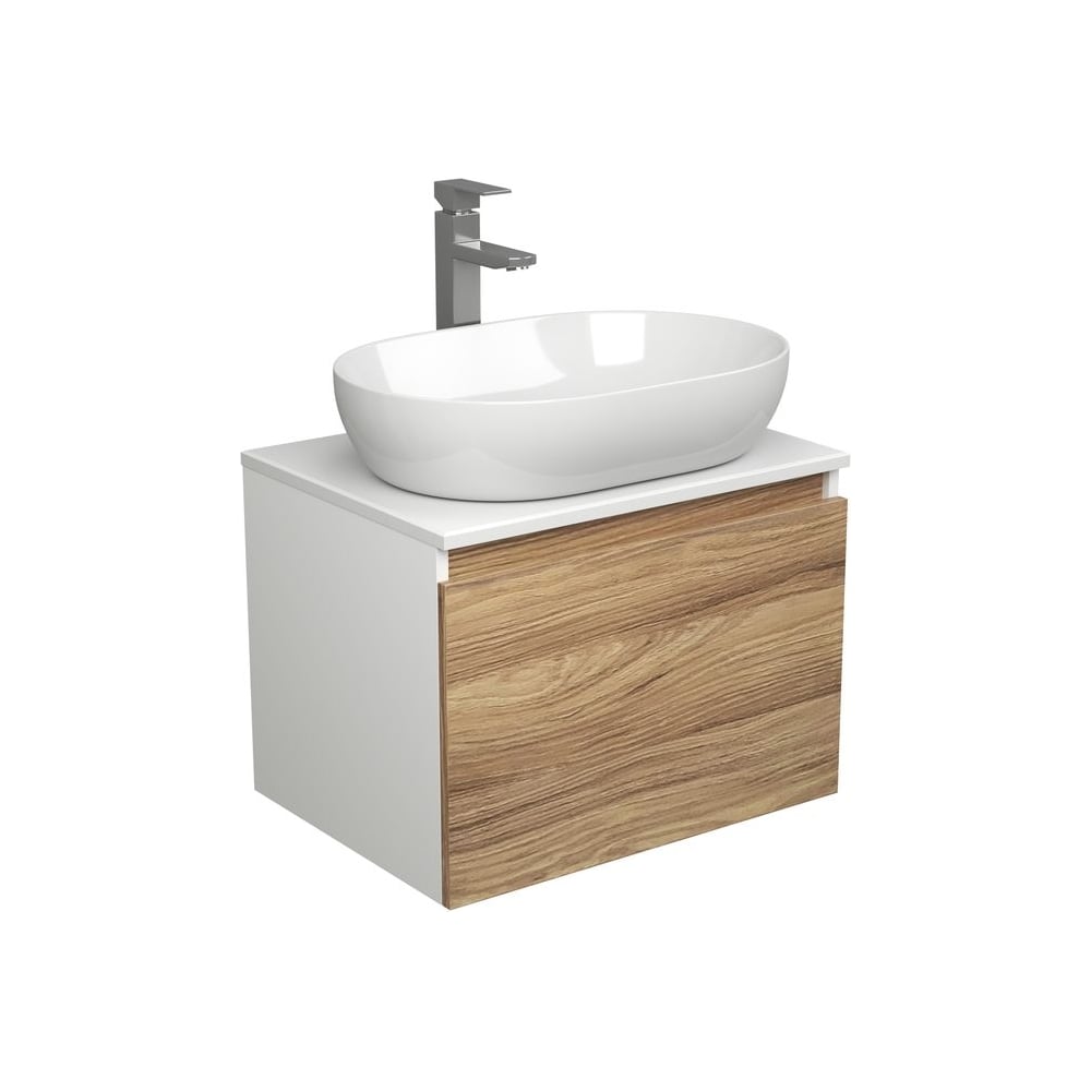 Комплект для ванной Bauedge 3 предмета (тумба подвесная Bau Blackwood 60 + раковина BAU 59x40, смеситель высокий Hotel Still, нерж. сталь) BD2488