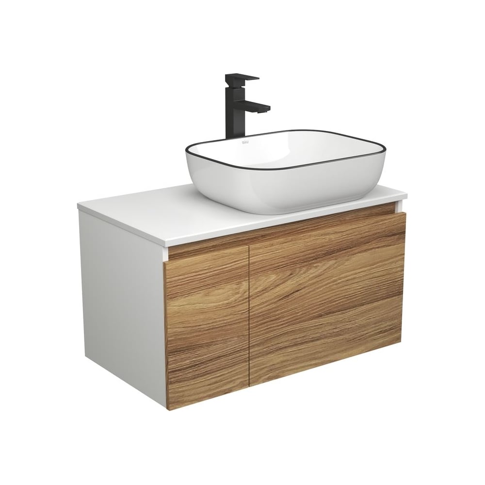 Изображение товара Комплект для ванной Bauedge 3 предмета: тумба раковина и смеситель