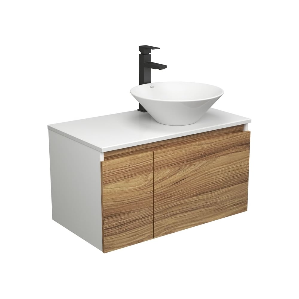 Изображение товара Комплект для ванной Bauedge 3 предмета (тумба раковина смеситель) современный дизайн