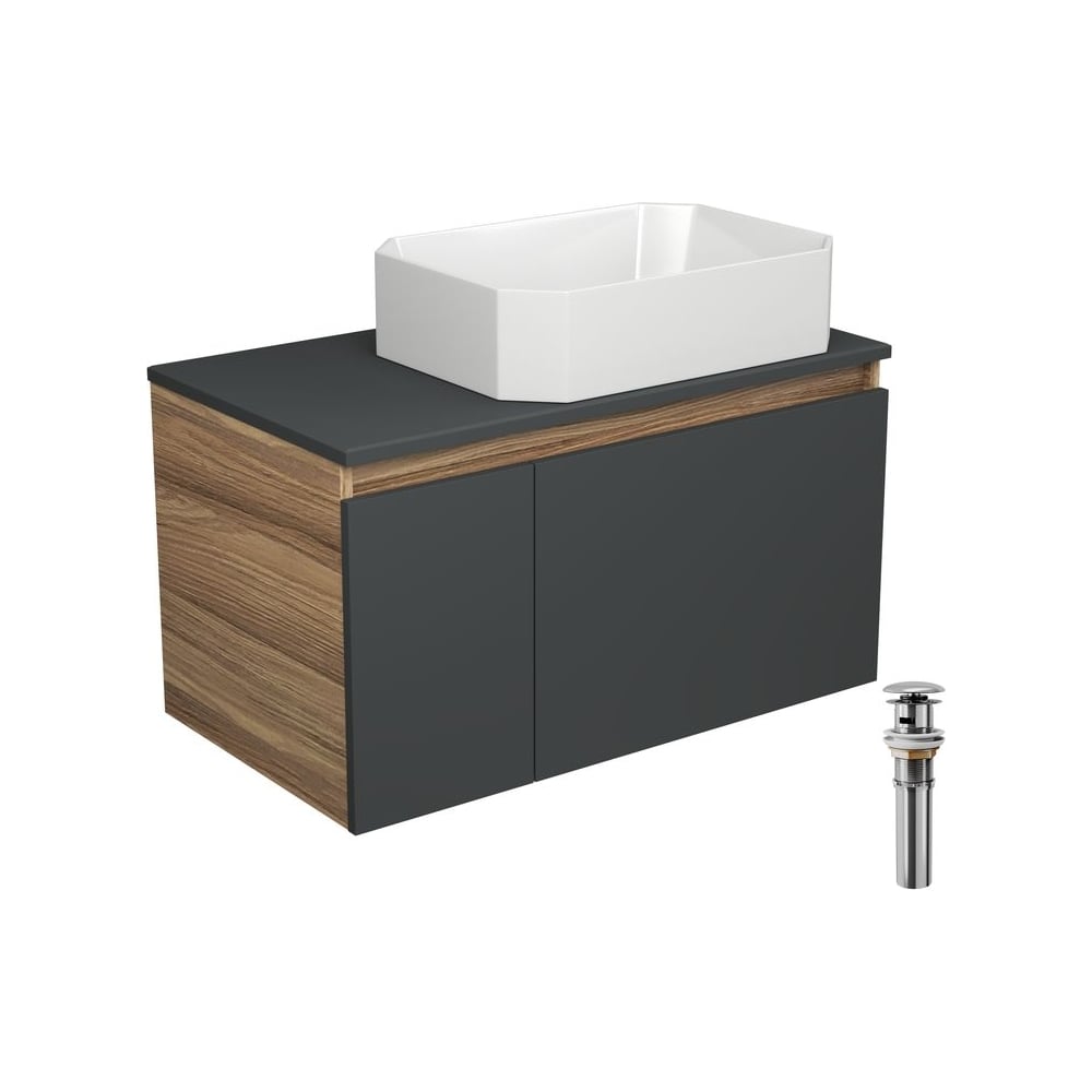 Изображение товара Тумба с раковиной Bauedge Bau Dream Blackwood 80 графит и белая санфаянс