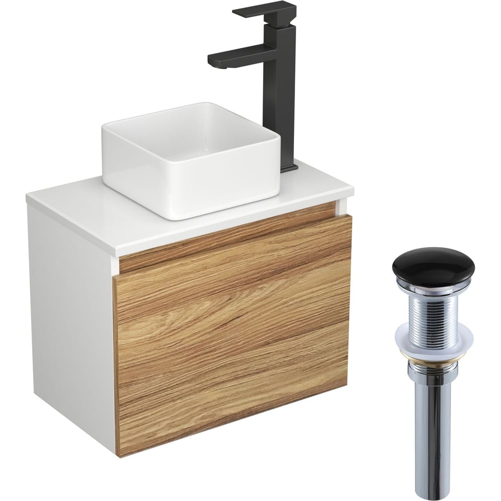 Изображение товара Комплект для ванной Bauedge 4 предмета тумба раковина смеситель Modern стиль BD1534