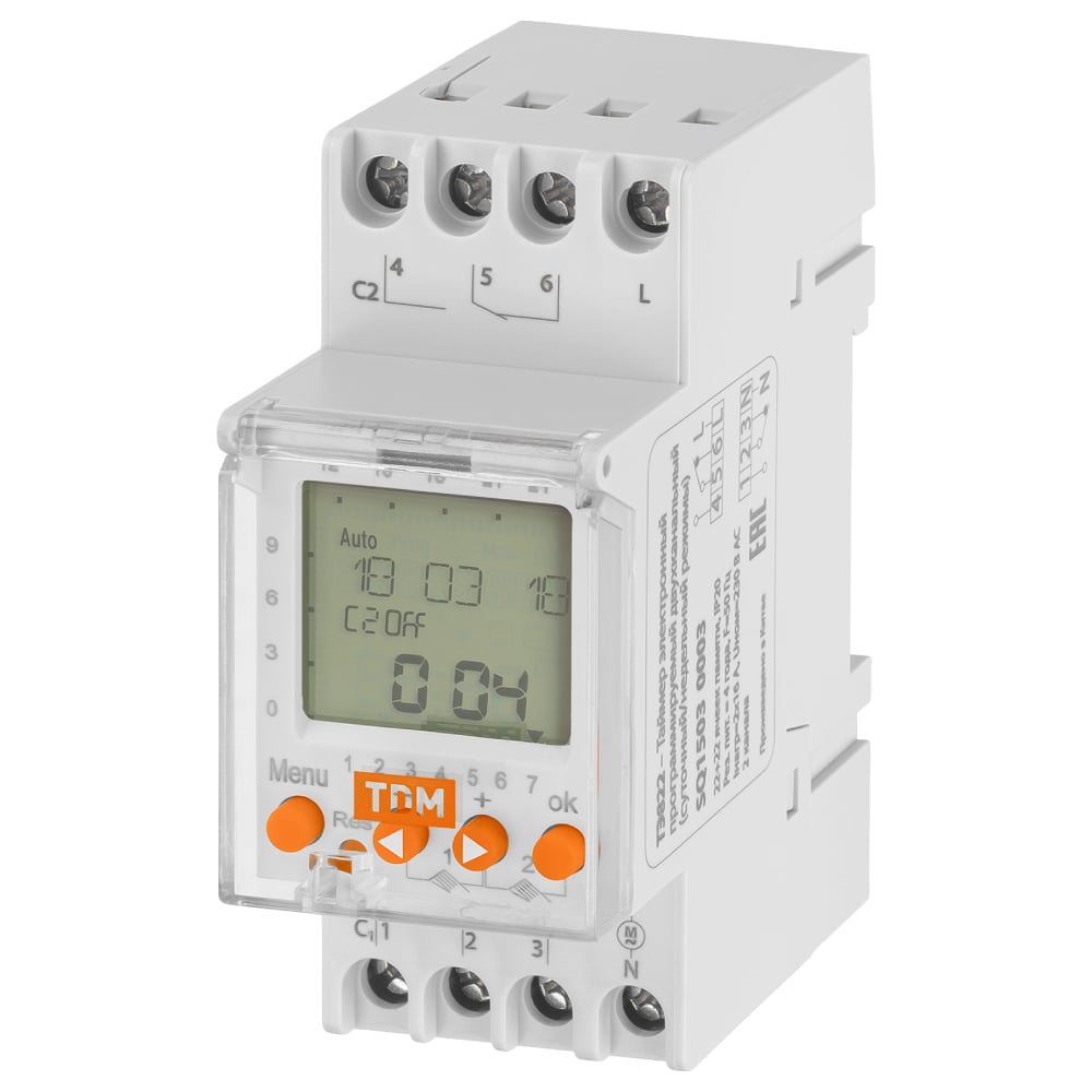 Изображение товара Электронный таймер TDM ELECTRIC ТЭ822-2кан на DIN-рейку