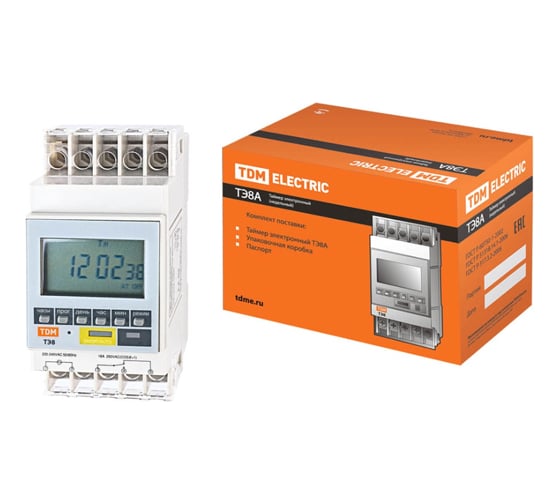 Изображение товара Электронный таймер TDM ТЭ8A-1мин/7дн-8on/off-16А-DIN SQ1503-0002