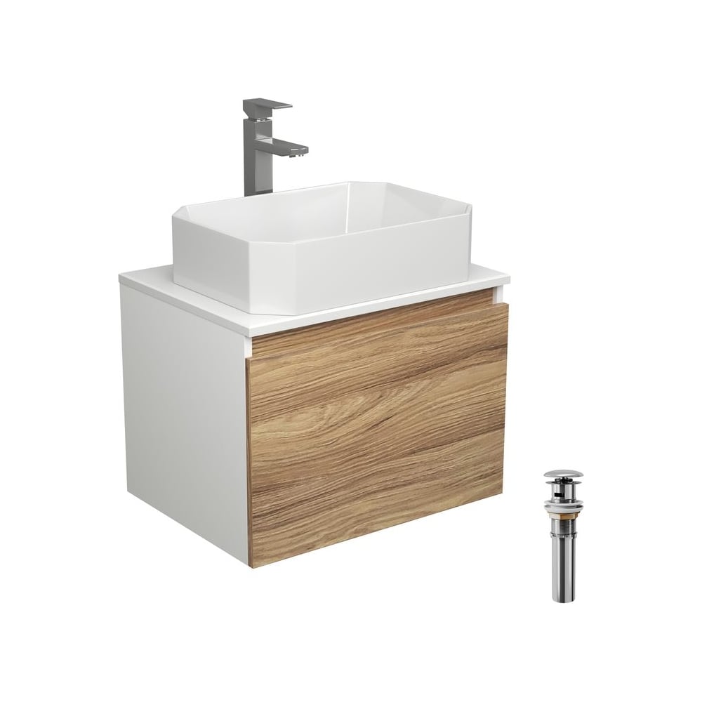 Изображение товара Комплект для ванной Bauedge 4 предмета с тумбой и смесителем