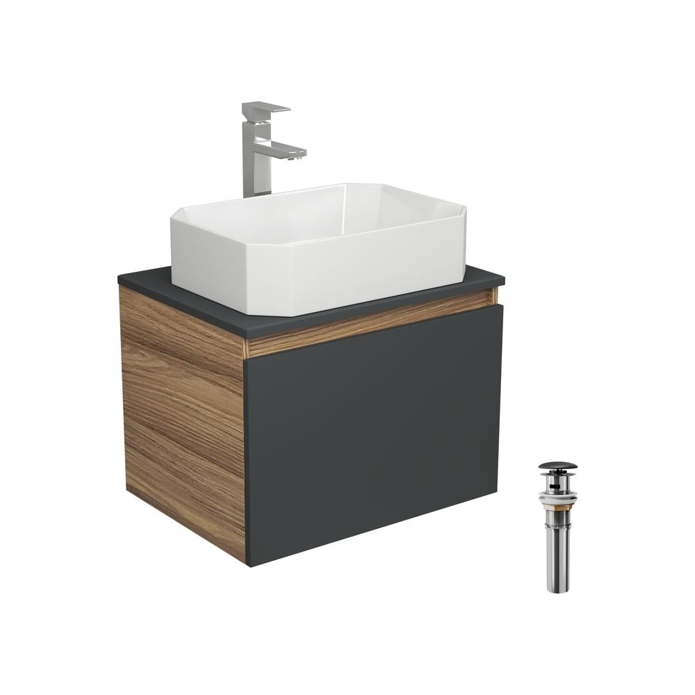 Изображение товара Комплект для ванной Bauedge 4 предмета тумба раковина смеситель современный дизайн