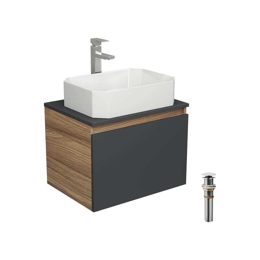 Изображение товара Комплект для ванной Bauedge 4 предмета с раковиной и смесителем современный стиль