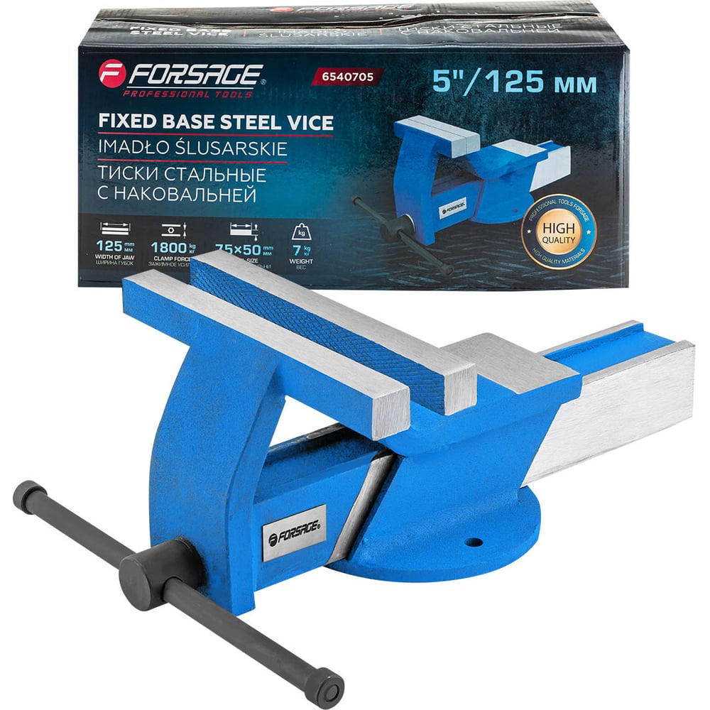 Изображение товара Стальные слесарные тиски Forsage 5-125мм F-6540705 с наковальней