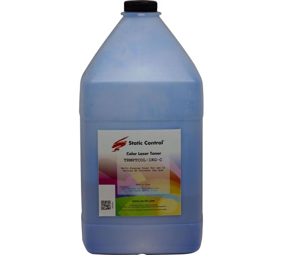 Изображение товара Тонер STATIC CONTROL TRMPTCOL-1KG-C голубой, флакон 1000 гр., для принтера HP CLJCP1515/ Canon MF8330 1774726