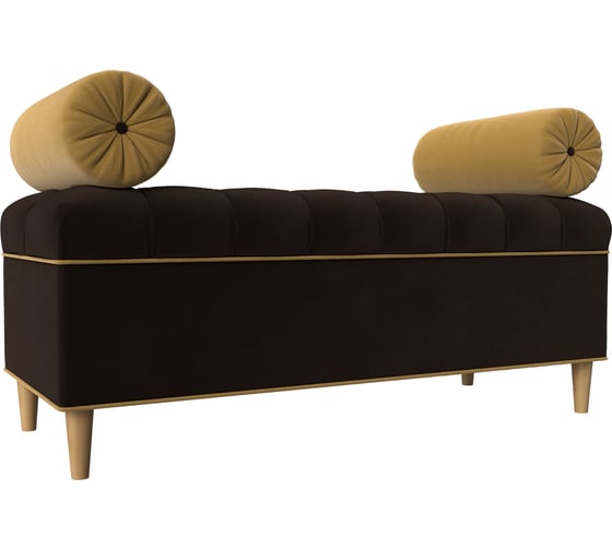 Изображение товара Банкетка Лига диванов Глория микровельвет коричневый и желтый 113677