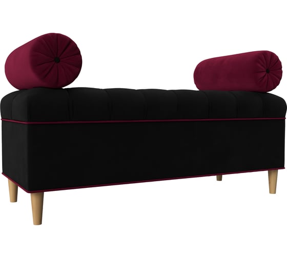 Изображение товара Банкетка Лига диванов Глория микровельвет черный и бордовый 113682