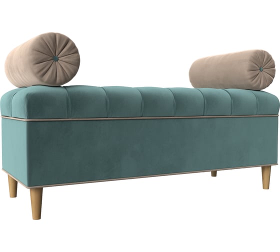 Изображение товара Банкетка Лига диванов Глория велюр бирюзовый и бежевый 113656