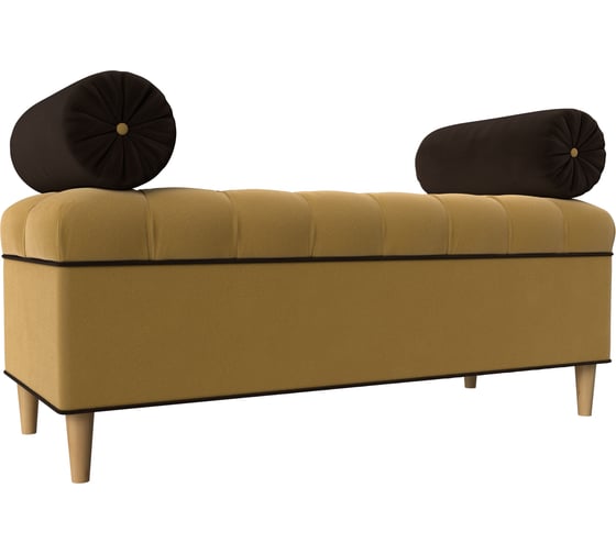 Изображение товара Банкетка Лига диванов Глория микровельвет желтый и коричневый 113674