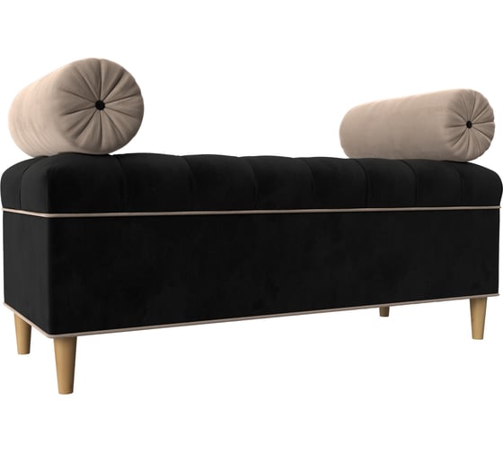 Изображение товара Банкетка Лига диванов Глория велюр черный и бежевый 113667