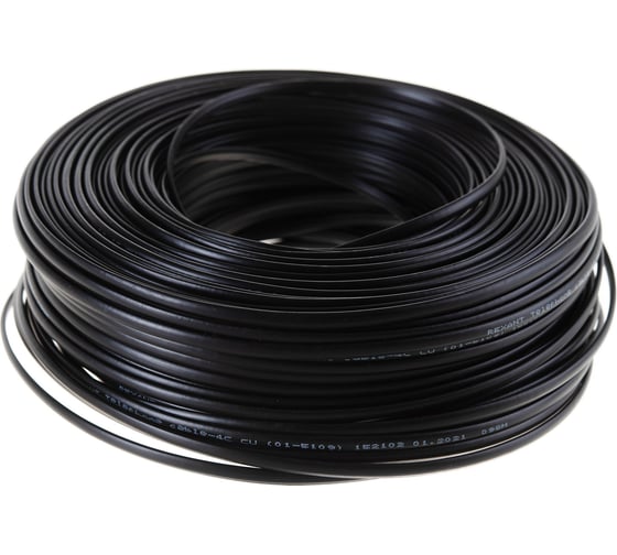 Изображение товара Телефонный кабель REXANT ШТЛП, 4 жилы Cu, черный, бухта 100м 01-5109