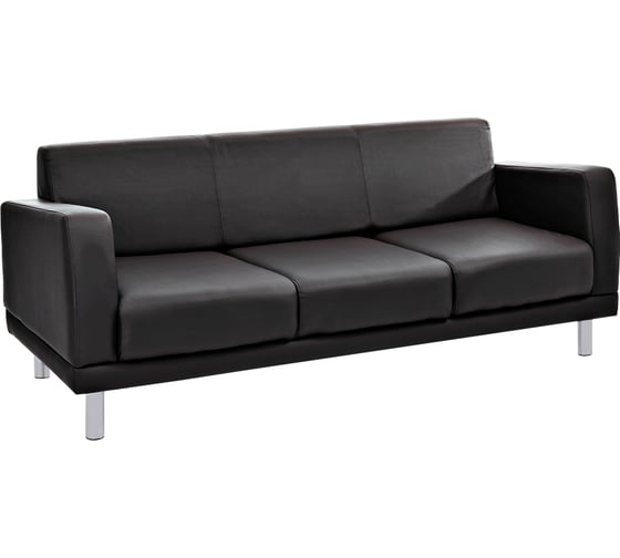 Изображение товара Диван Фабрикант Кожа иск., PV, 1 (черный), AL Милан 3х-местный 4610097305535