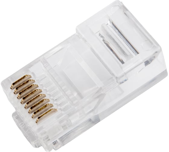 Изображение товара Коннектор NETLAN RJ45/8P8C, категория 5e, 3 мкд, универсальный, 1000шт. EC-UP8P8C-5E-003-TR-1000