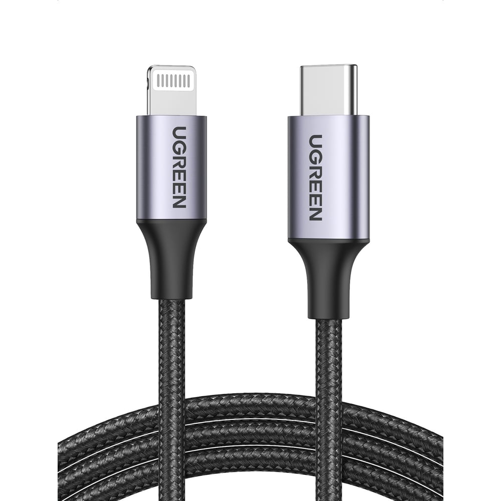 Кабель Ugreen USB-C to Lightning M/M Cable Aluminum Shell Braided, длина 1 м, черный 60759