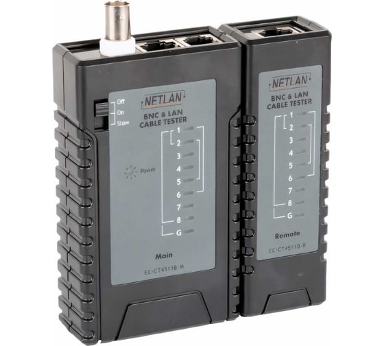 Изображение товара Кабельный тестер NETLAN RJ45, RJ12, RJ11, BNC EC-CT4511B