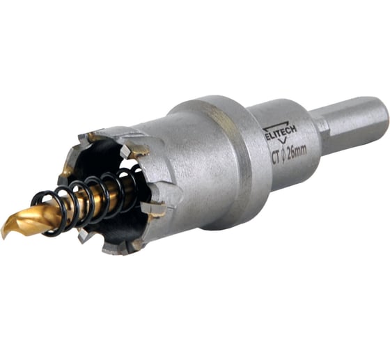 Изображение товара Коронка твердосплавная по металлу 26 мм, в сборе Elitech 1820.138500 204117