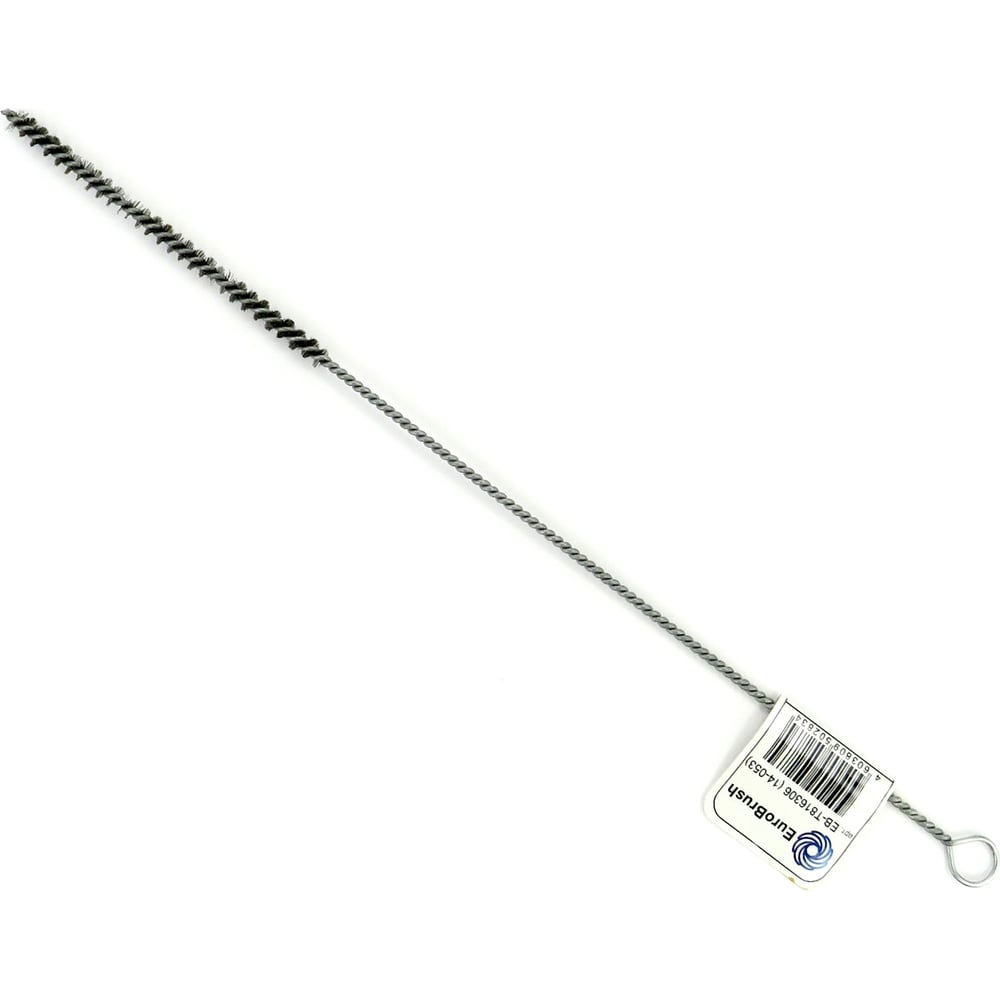 Изображение товара Щетка ерш 6x100x300 мм, с хвостовиком + кольцо, ворс гофрированная нержавеющая сталь 0.08 мм EuroBrush EB-T816306