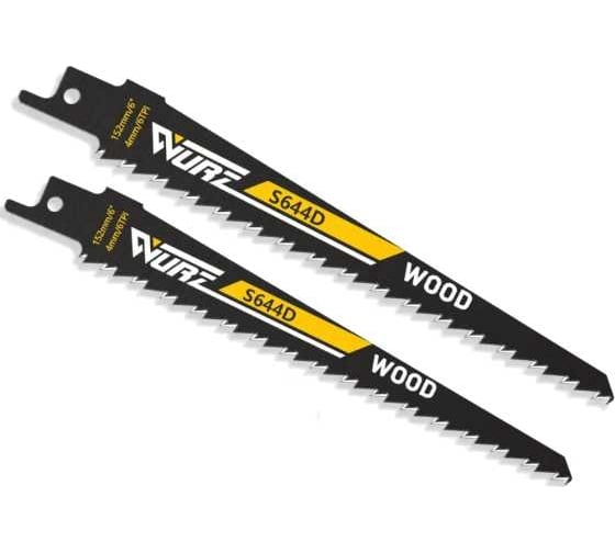 Изображение товара Полотно по дереву 152x19x1.3 мм, 8", 4 мм/6 TPI, 2 шт для сабельной пилы WURZ S644D