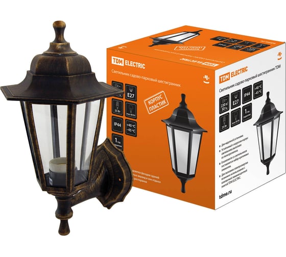 Изображение товара Садово-парковый светильник TDM ELECTRIC НБУ 06-60-001 шестигранник, настенный, пластик, бронза SQ0330-0711