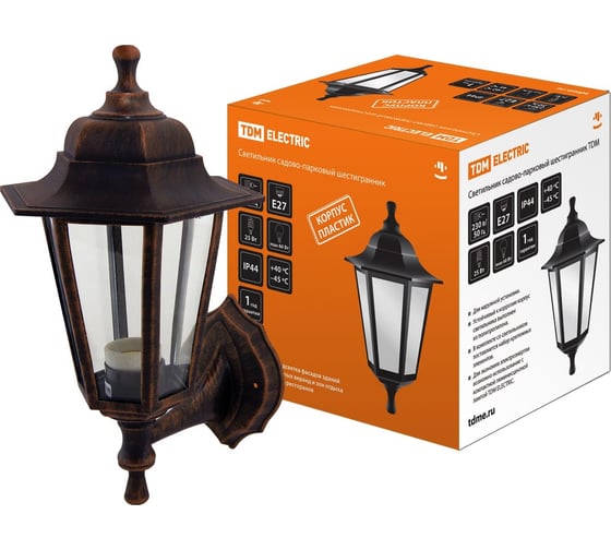 Изображение товара Садово-парковый светильник TDM ELECTRIC НБУ 06-60-001 шестигранник, настенный, пластик, медь SQ0330-0721