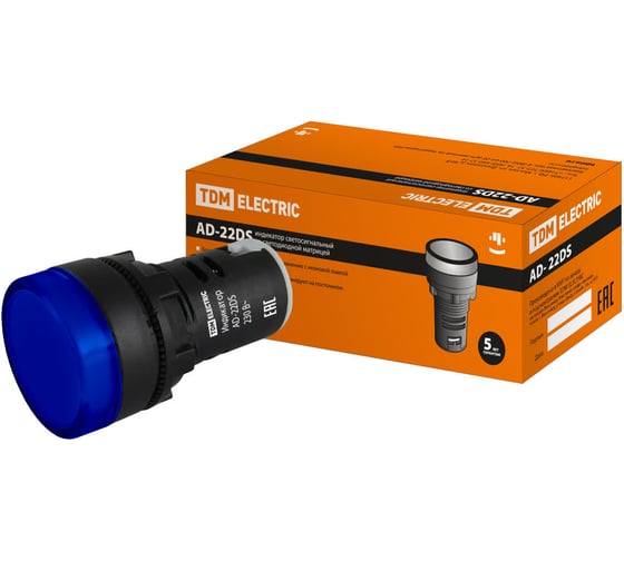 Изображение товара Лампа TDM ELECTRIC AD-22DS LED матрица, d22мм, синий, 230В, SQ0702-0005