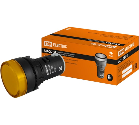 Изображение товара Лампа TDM ELECTRIC AD-22DS, LED матрица, d22мм, желтый, 230В, SQ0702-0003