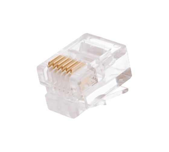Изображение товара Коннектор NETLAN RJ12/6P6C, категория 3, 3 мкд, универсальный, 100шт. EC-UP6P6C-UC-003-TR-100