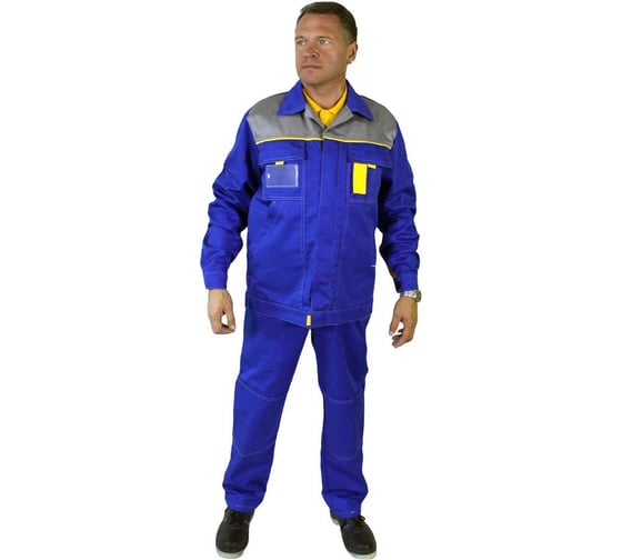Изображение товара Костюм рабочий мужской Уралспецзащита "Днепр" л10-КПК куртка + полукомбинезон, васильковый, 60-62/170-176 днепр-вас-60-170