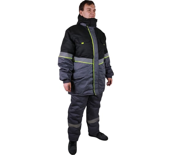 Изображение товара Костюм утеплённый Уралспецзащита "Северная широта" куртка + полукомбинезон, чёрный/серый, размер 44-46/170-176 з43-кпк-сер-44-170