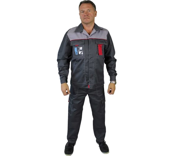 Изображение товара Костюм рабочий мужской Уралспецзащита "Киржач" л10-КБР куртка + брюки, серый, 68-70/158-164 киржач-сер-68-158