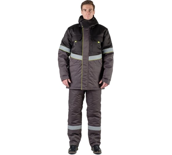 Изображение товара Костюм утеплённый Уралспецзащита "Северная широта" куртка + брюки, черный/серый, размер 52-54/194-200 з43-кбр-сер-52-194