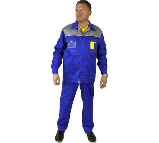Изображение товара Костюм рабочий мужской Уралспецзащита "Днепр" л10-КПК куртка + полукомбинезон, васильковый, 56-58/158-164 днепр-вас-56-158